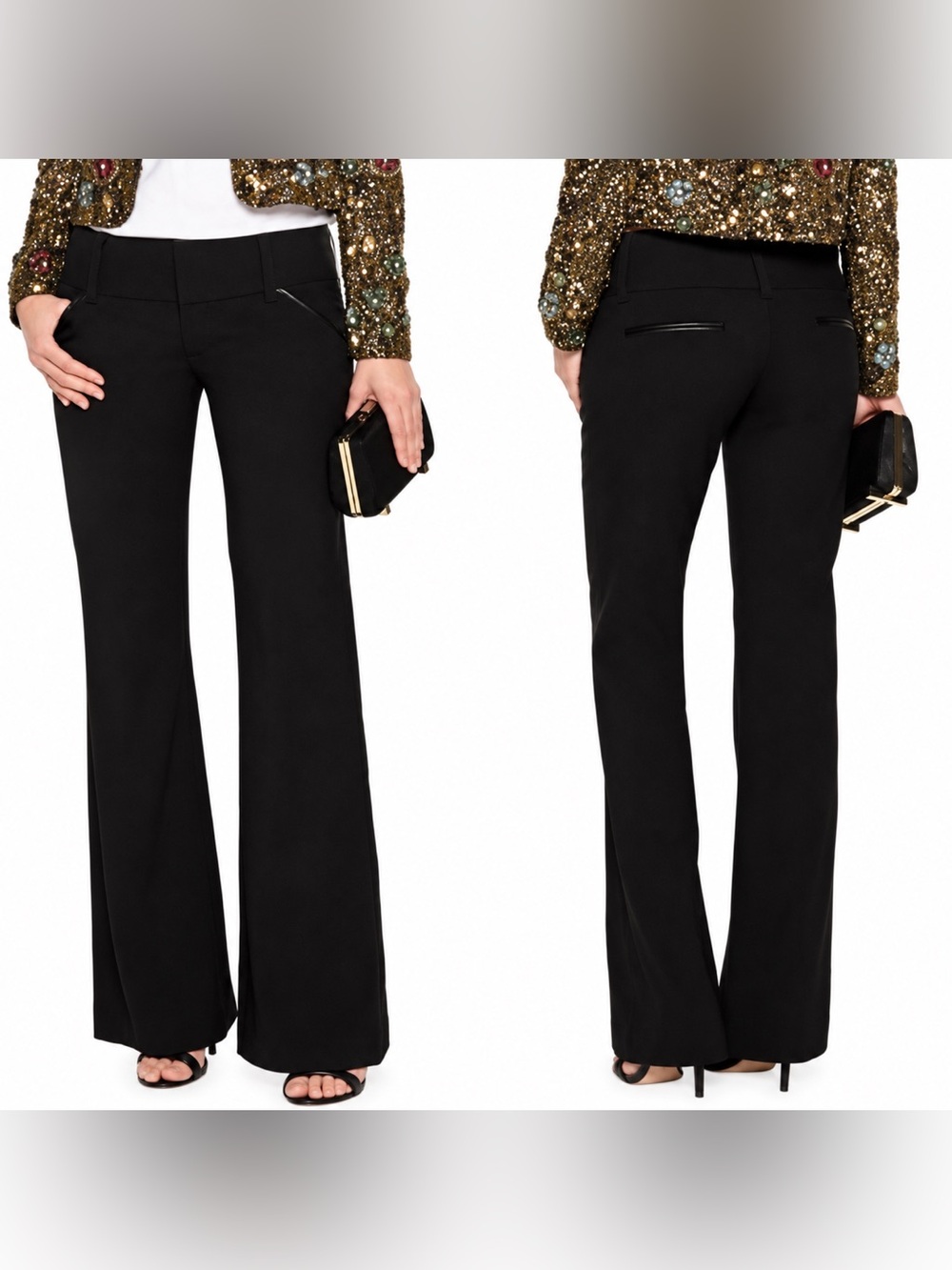 Alice + Olivia Black Boot-Cut Dress Pants